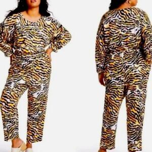 Rachel Comey Women's Plus Size Animal Print 3/4 Sleeve Jumpsuit NWT Size 24W/26W